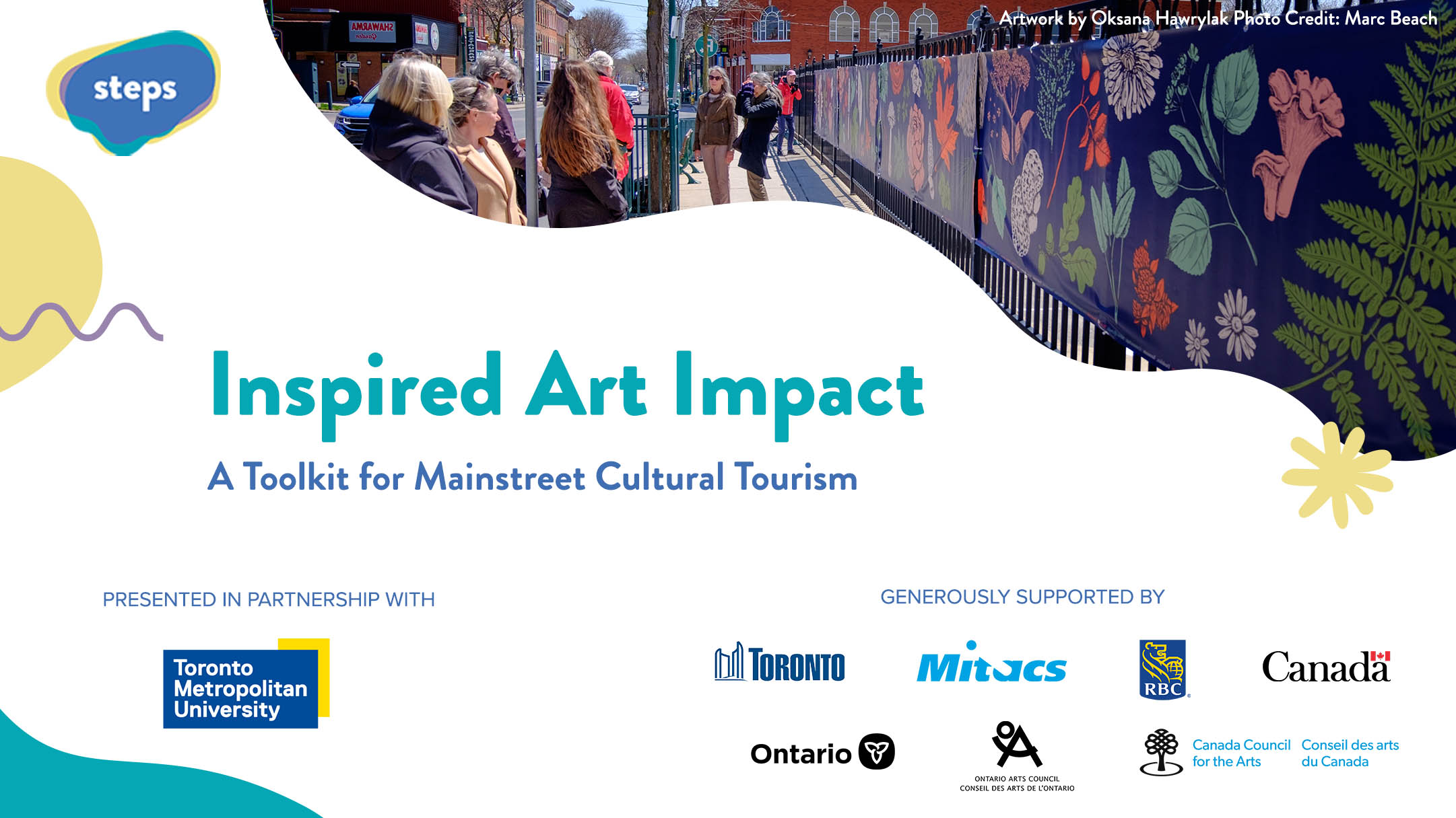A banner reads "Inspired Art Impact: A Toolkit for Mainstreet Cultural Tourism"