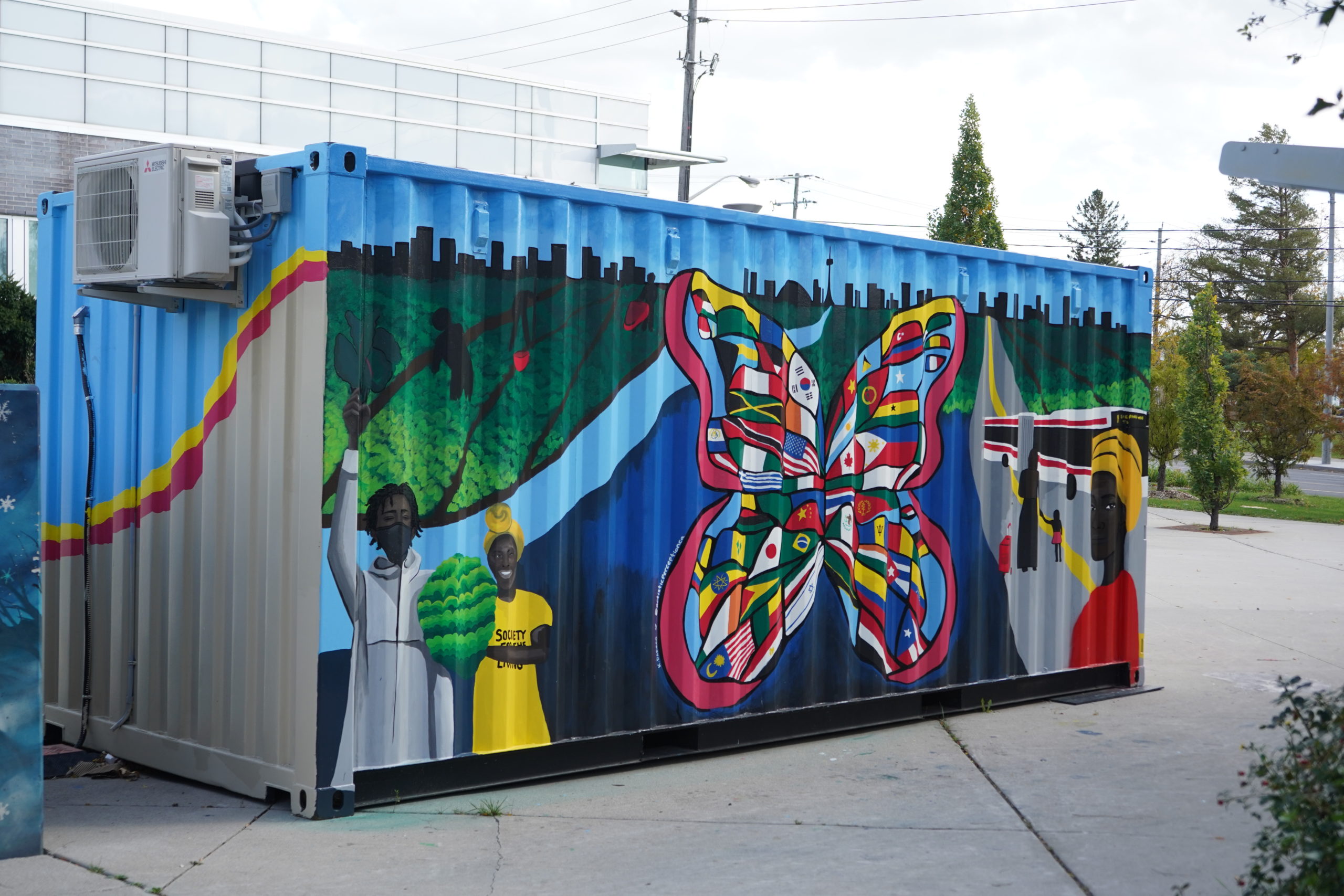 Kanisha Dabreo mural on a shipping container in the Jane and Finch area supported by STEPS Public Art