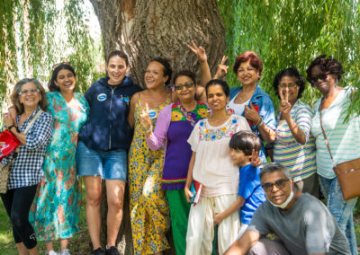 Photo of Richa Baghel and workshop participants with STEPS staff in a park