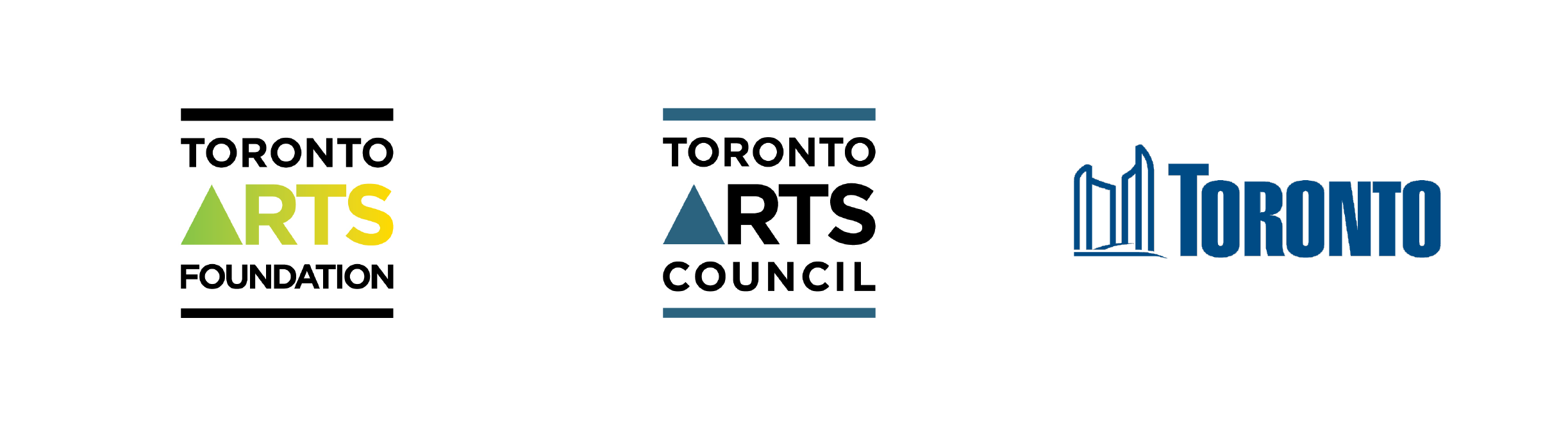 Logos of Toronto Arts Foundation, Toronto Arts Council and the City of Toronto