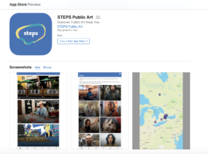 Screenshot of the Apple App store of the STEPS Public Art App