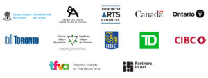 STEPS funder and supporter logos of Canada Council for the Arts, Ontario Arts Council, Toronto Arts Council, Government of Canada, Ontario Government, City of Toronto, Ontario Trillium Foundation, RBC, TD, CIBC, Toronto Friends of the Visual Arts, Partners in Art