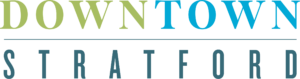 Downtown Stratford logo in blue and green colours.