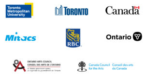 Inspired Art Impact funders including Toronto Metropolitan University, City of Toronto, Government of Canada, MITACS, RBC, Ontario Government, Ontario Arts Council, Canada Council for the Arts