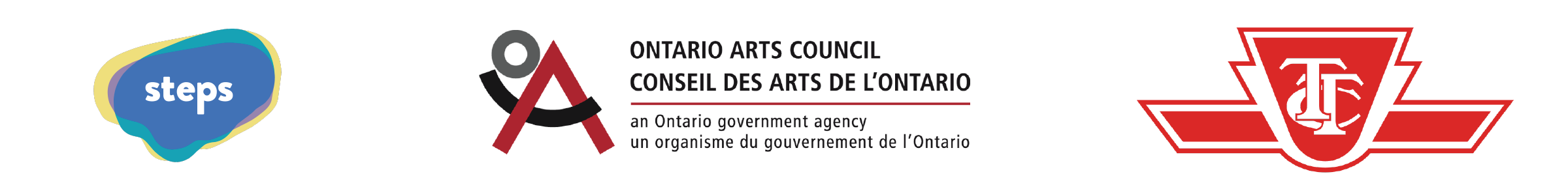 Logos for STEPS, TTC and Ontario Arts Council.