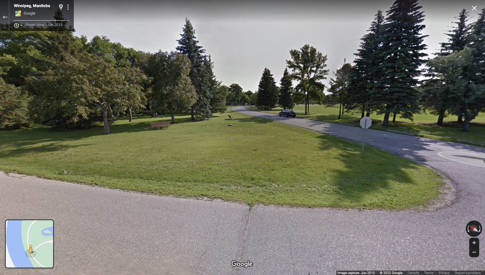 Google street view of St. Vital Park in Winnipeg, Manitoba