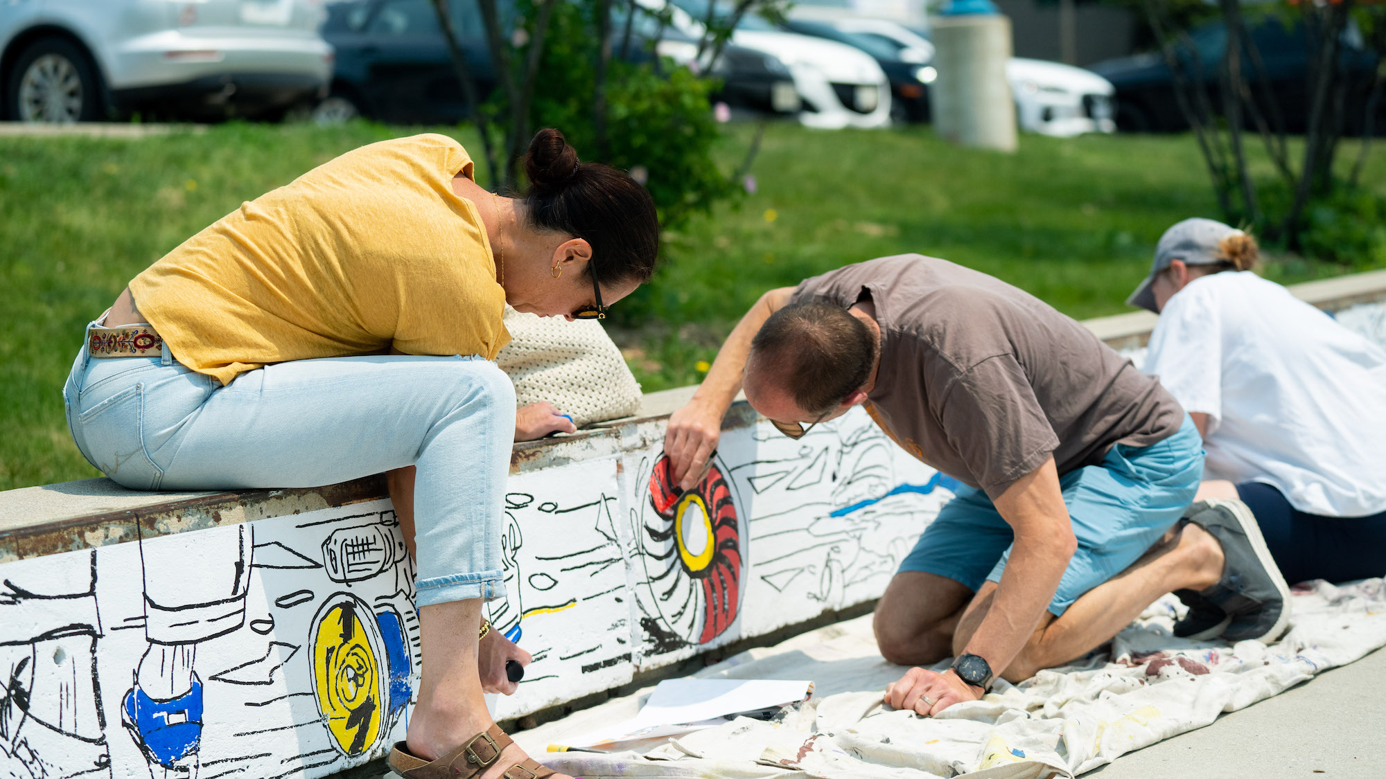 participants paint in a public skatepark as part of the Mississauga movement series