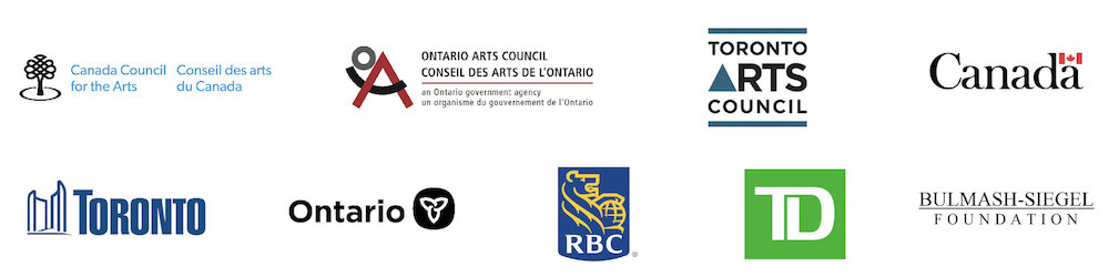 STEPS funder logos for Canada Council for the Arts, Ontario Arts Council, Toronto Arts Council, Government of Canada, City of Toronto, Ontario Government, RBC, TD, and Bulmash-Siegel Foundation