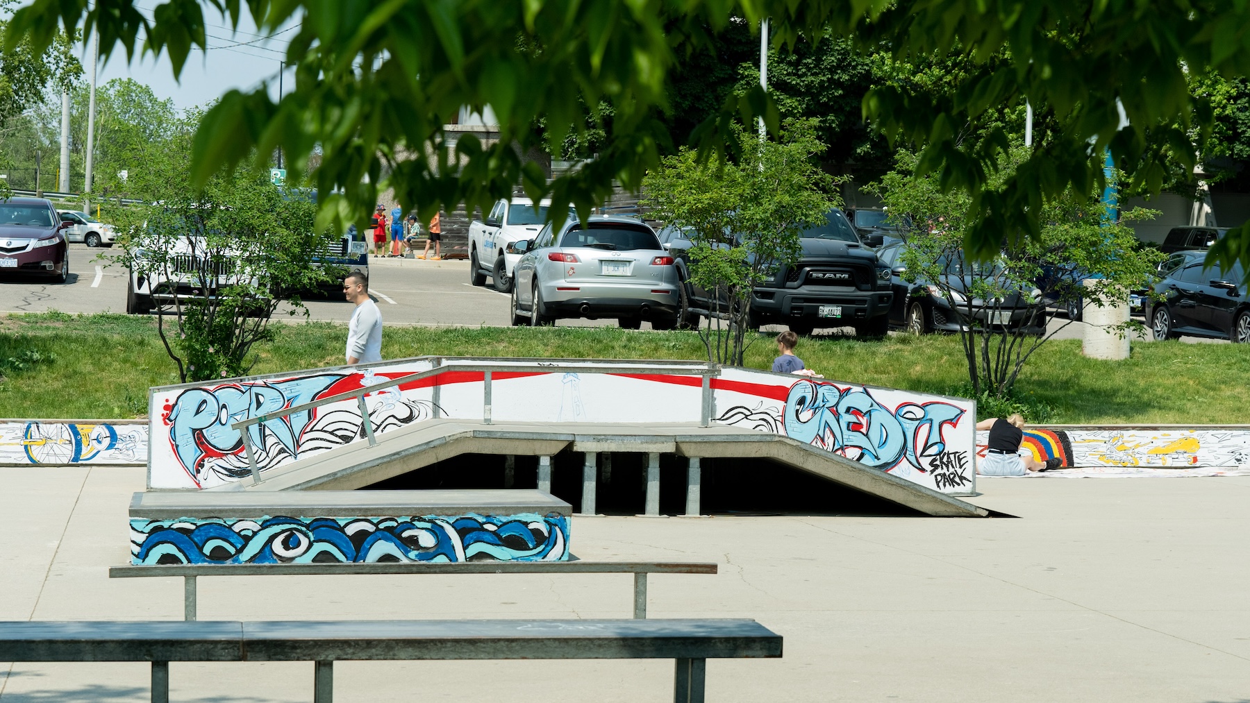 A paint jam at a skate park in Port Credit led by Ray Vidal as part of Mississauga Movement by STEPS Public Art and the City of Mississauga