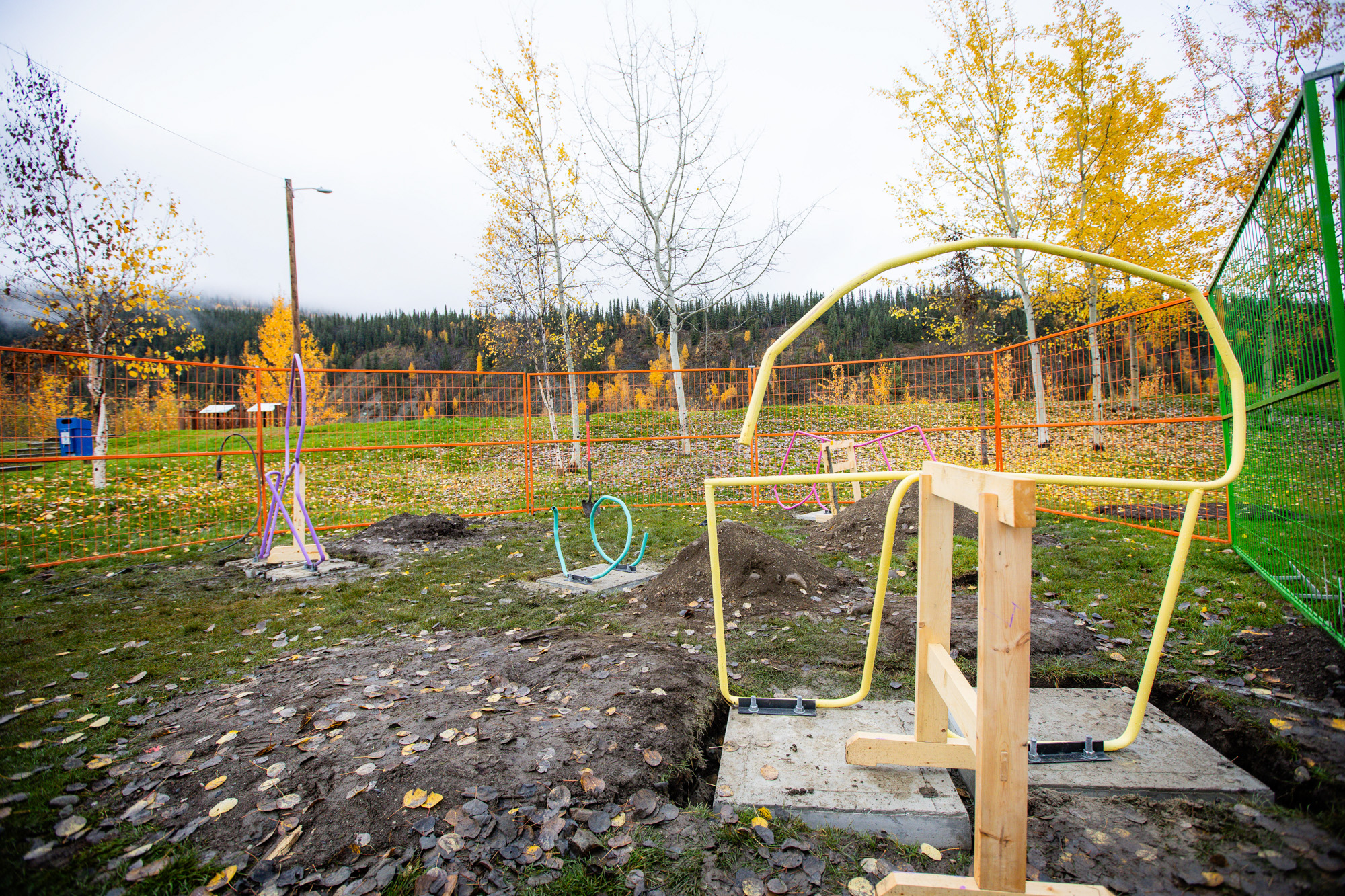 A series of 5 abstract sculptures in Dawson City, Yukon by artist Krystle Silverfox