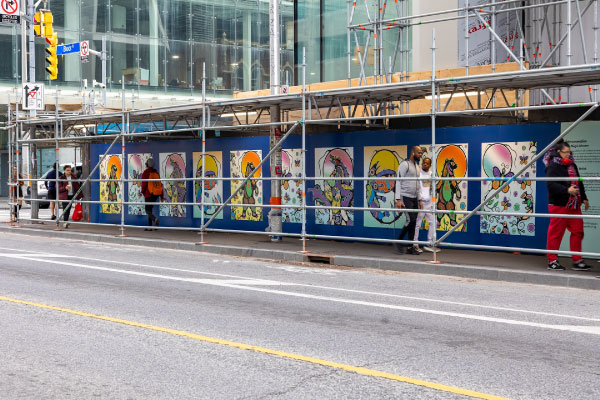 Hoarding artwork for One Bloor in Toronto by artist Nyle Miigizi Johnston with STEPS Public Art