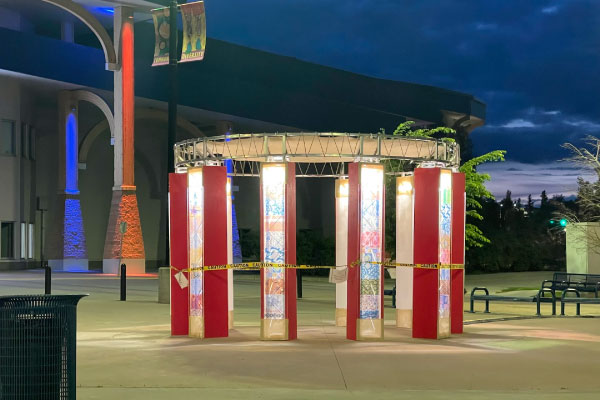 Ovvian Castrillo Hill's sculptural installation in City of Fort St. John as part of STEPS Public Art's residency